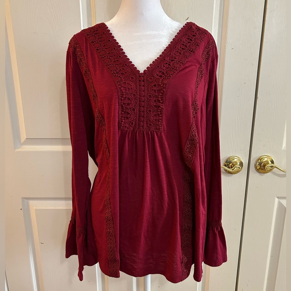 World Unity Merlot tunic with lace, XXL